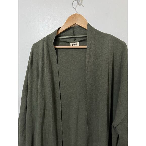 Pact Organic Cotton Airplane Long Cardigan Size M/L Green Loungewear Travel - Picture 3 of 7